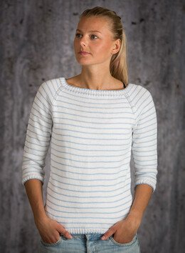 Stribet sommerbluse med 3/4 ærmer