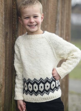 Top-down sweater med fair-isle