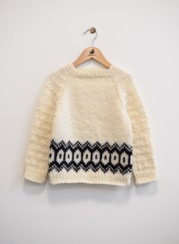 Top-down sweater med fair-isle